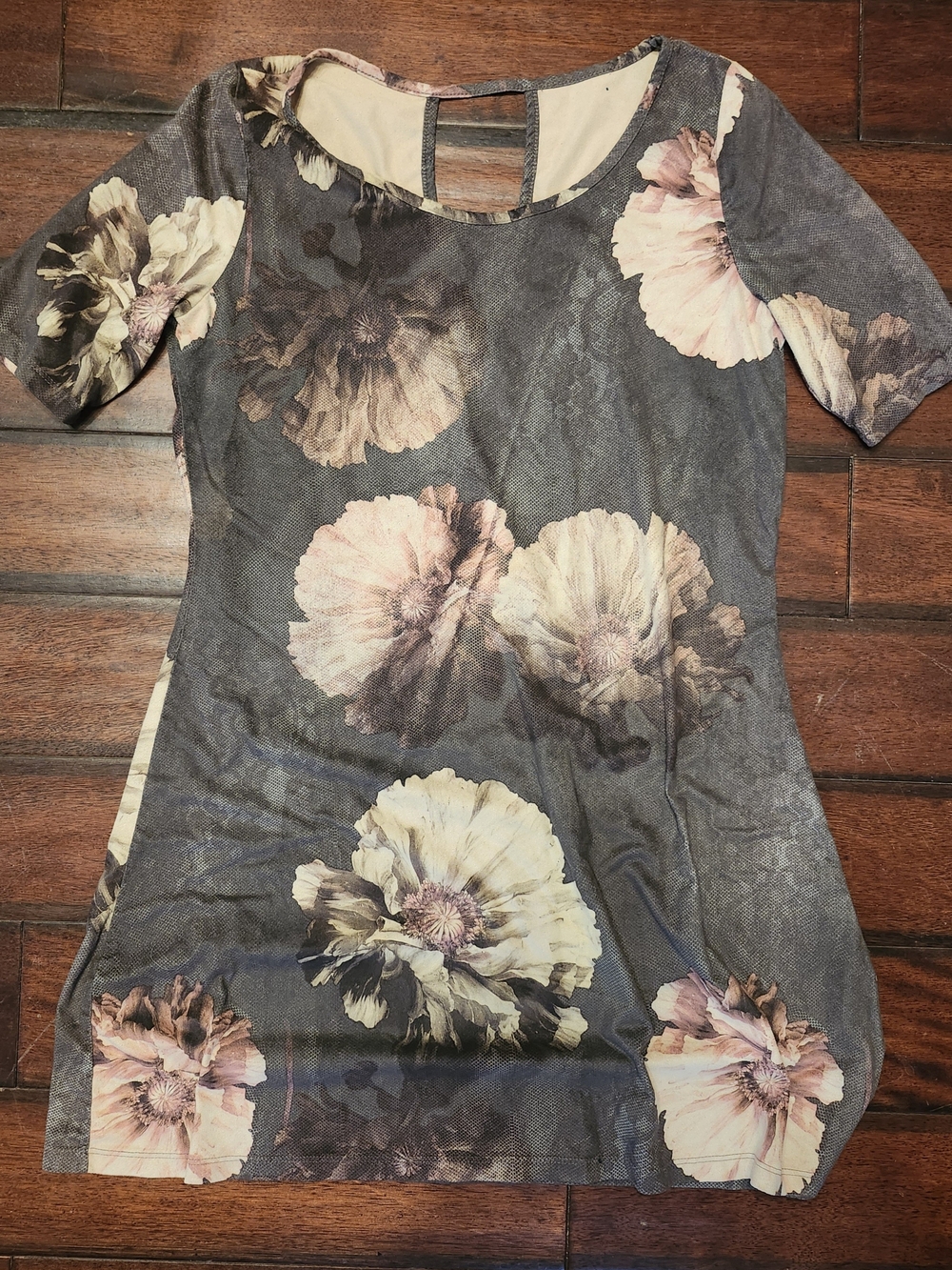 Source Unknown Floral Maxi Dress in Gray and Blush